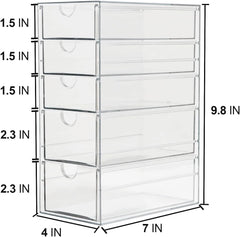 Plastic drawer storage box with 5 different sizes of drawers 07FC0E-D4 - KOEEK