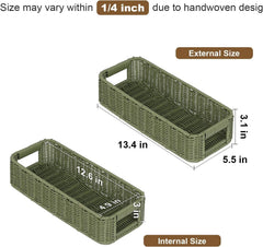 Storage Wicker Basket Decor: Green Decorative Storage Bin for Countertop Shelves 07FC0E-D4 - KOEEK