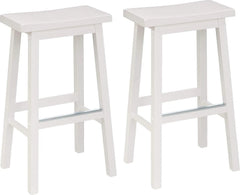 Solid Wood Saddle Seat Kitchen Island Counter Bar Stools White - Set of 2 07FC0E-D4 - KOEEK