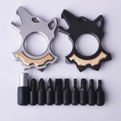 Stainless steel - Titanium alloy Wolf EDC Tool Screwdriver - Brass inlay 07FC0E-D4 - KOEEK