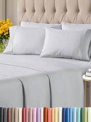 Queen 6 Piece Sheet Set -Breathable, soft and wrinkle resistant -French Gray 07FC0E-D4 - KOEEK