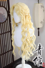 Women Identity Ⅴ Ada Mesmer Skin Cosplay Wig Yellow Wig Curly Hair Handmade 07FC0E-D4 - KOEEK