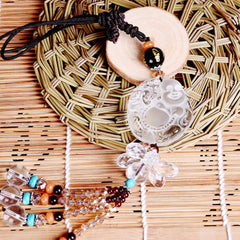 White Crystal Hanging Pendant Maitreya Laughing Buddha Car Interior Ornament 07FC0E-D4 - KOEEK
