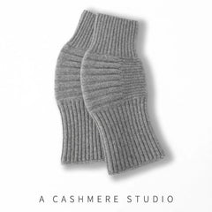 Unisex Mens Winter Cashmere Khaki Knitted Knee Warmers Protection Pads 07FC0E-D4 - KOEEK