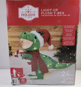 Light-Up Plush T-Rex Christmas Yard Decoration Holiday Time 34" Long 1.5" Tall HOLIDAY TIME - KOEEK
