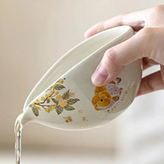 200ml Grass Wood Ash Hand-drawn Koi Fair Cup Ceramic Household Tea Cup Tea Set 07FC0E-D4 - KOEEK