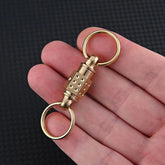 EDC Solid Brass Insert Buckle Gimbal Ring Portable Double Keychain Pendant Tool 07FC0E-D4 - KOEEK