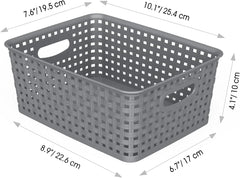 Weave Storage Organizer Baskets, Grey 6-Pack Plastic Woven Baskets 07FC0E-D4 - KOEEK