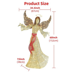 Christmas Angel Decoration 5FT Outdoor Pre-Lit with 120 LED Lights Elegant Xmas 07FC0E-D4 - KOEEK