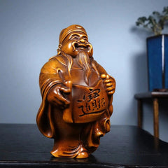 80mm Exquisitely Chinese Boxwood Handmade Carving Mammon Statue Decoration 07FC0E-D4 - KOEEK
