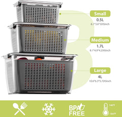 Fresh fruit and vegetable storage container, set of 3 07FC0E-D4 - KOEEK