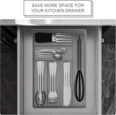 Mesh Utensil Tray, 6 Compartment Kitchen Silverware Rack Organizer, Silver 07FC0E-D4 - KOEEK