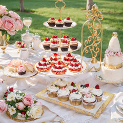 3 Tier Cupcake Stands, Plastic Trays,Cake Platters Includes 6 pcs Pastry Trays 07FC0E-D4 - KOEEK