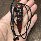2.8" Yak Horn Carved Skull Pendant Phurba Dagger Buddhism Faqi Statue Collection 07FC0E-D4 - KOEEK