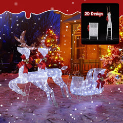 Lighted Christmas Decorations Reindeer & Sleigh Deer Set for Indoor Home Outdoor 07FC0E-D4 - KOEEK