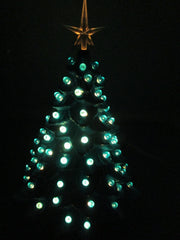 "Light Blue Glazed Ceramic Christmas Tree" ly Made/ Extra Lights 07FC0E-D4 - KOEEK
