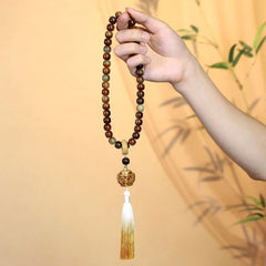 Round Handheld Buddhist Mala Bodhi Root Prayer Beads Bracelet for Men and Women 07FC0E-D4 - KOEEK