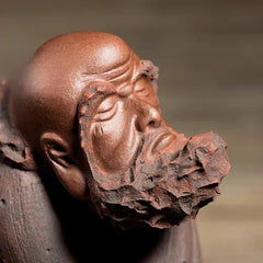 14cm Purple Clay Bodhidharma Sculpture Tea Pet Handmade Decoration Ornament 07FC0E-D4 - KOEEK