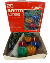 Vintage Christmas Noma 20 Colored Santa Lights w/ Flower Light Covers WORKS! NOMA - KOEEK