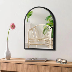 10x13 inch Black Small Arched Wall Mirror Space-Saving Design Bathroom Vanity 07FC0E-D4 - KOEEK