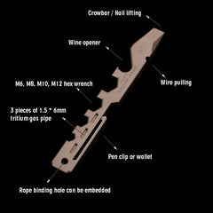EDC TC4 Titanium Crowbar Safety Hammer Bottle Opener Hexagonal Wrench Multitools 07FC0E-D4 - KOEEK