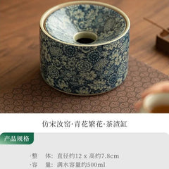 500ml Exquisite Ceramic Ru Kiln Handpainted Tea Residue Bowl Tea Dust Cylinder 07FC0E-D4 - KOEEK