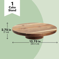 Round Acacia Wood Cake Stand for Wedding - Wooden Cake Stand for Appetizers 07FC0E-D4 - KOEEK