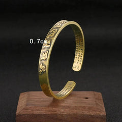 Vintage Brass Buddhist Six Character Mantra Bangles Heart Sutra Luck Bracelets 07FC0E-D4 - KOEEK