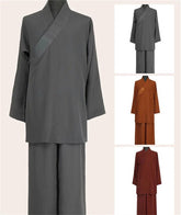 Buddhist Shaolin Monk Robe Linen Kung Fu Suit Meditation Uniforms Full Set 07FC0E-D4 - KOEEK