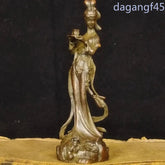 4.7" Chinese Retro Bronze Fairy Beauty Handmade Carving Statue Homen Ornament 07FC0E-D4 - KOEEK