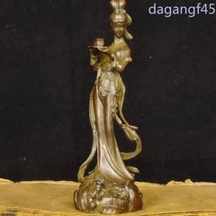 4.7" Chinese Retro Bronze Fairy Beauty Handmade Carving Statue Homen Ornament 07FC0E-D4 - KOEEK