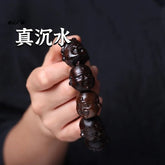 Agarwood Carved Laughing Buddha Wealth God Bead 25mm Bracelet Charm Car Pendant 07FC0E-D4 - KOEEK