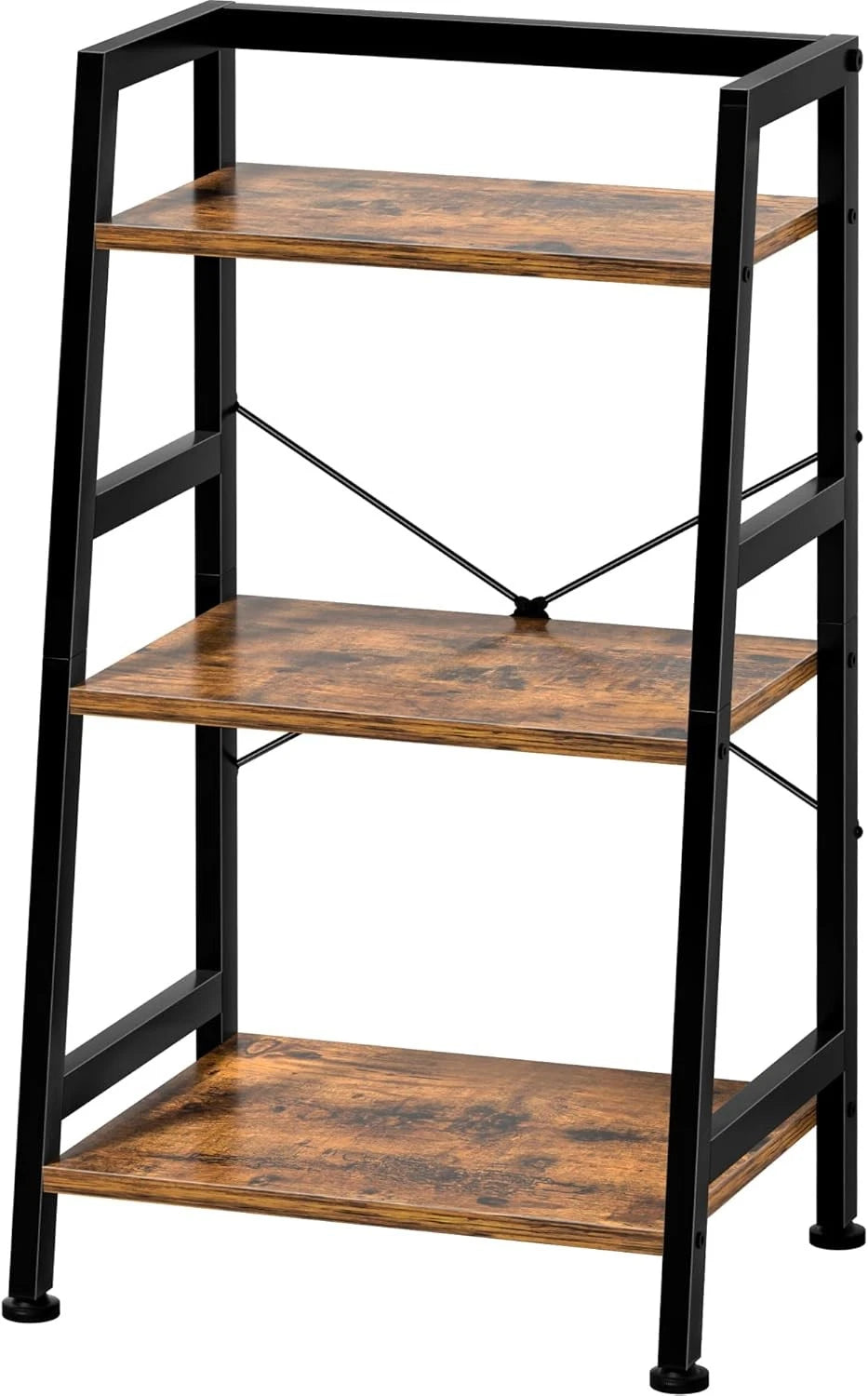 Three-tier bookshelf trapezoidal bookshelf,industrial-style steel frame bookcase 07FC0E-D4 - KOEEK