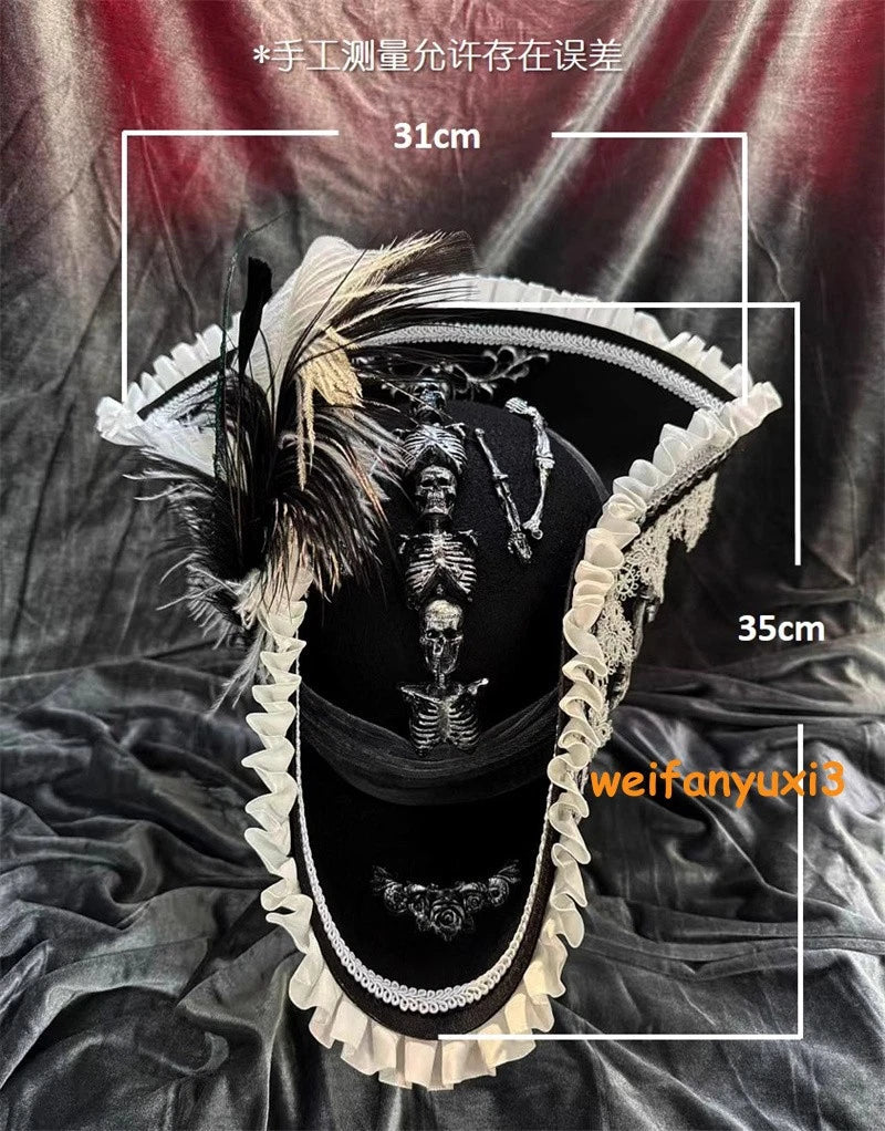 Pirates of the Caribbean Gothic Retro Lace Headgear Cosplay Adjustable Hat Prop 07FC0E-D4 - KOEEK