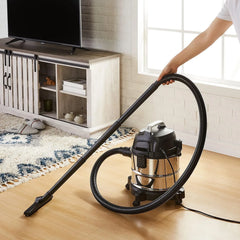 Wet/Dry Vacuum Cleaner, 4 Gallon Capacity, 3 HP Stainless Steel, Gray/Black