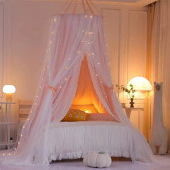 Double Layer Princess Round Dome Canopy Bed Curtain for Girls Adults,Children 07FC0E-D4 - KOEEK