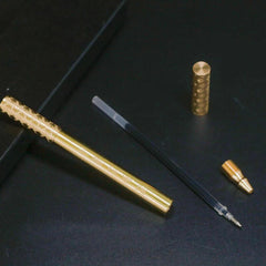 EDC Handmade Retro Solid Brass Golden Cudgel Style Ballpoint Pen Signature Pen 07FC0E-D4 - KOEEK