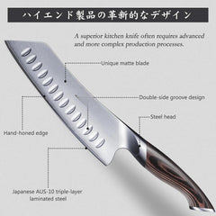 7-inch Japanese Chef's Knife, Super Sharp High Carbon Stainless Steel 07FC0E-D4 - KOEEK