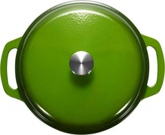 Cast Iron Dutch Oven Pan with Lid, Enameled, Double Handle, 4.3-Quart, Green 07FC0E-D4 - KOEEK