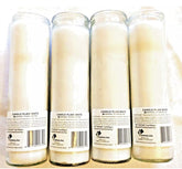 6 Candles White Prayer, Emergency Pillar Clear Glass 8” Unscented 80 hour WHITE - KOEEK