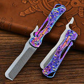 Handmade Titanium Folding Comb Hair Beard Pocket Comb EDC Portable Anti-Static 07FC0E-D4 - KOEEK