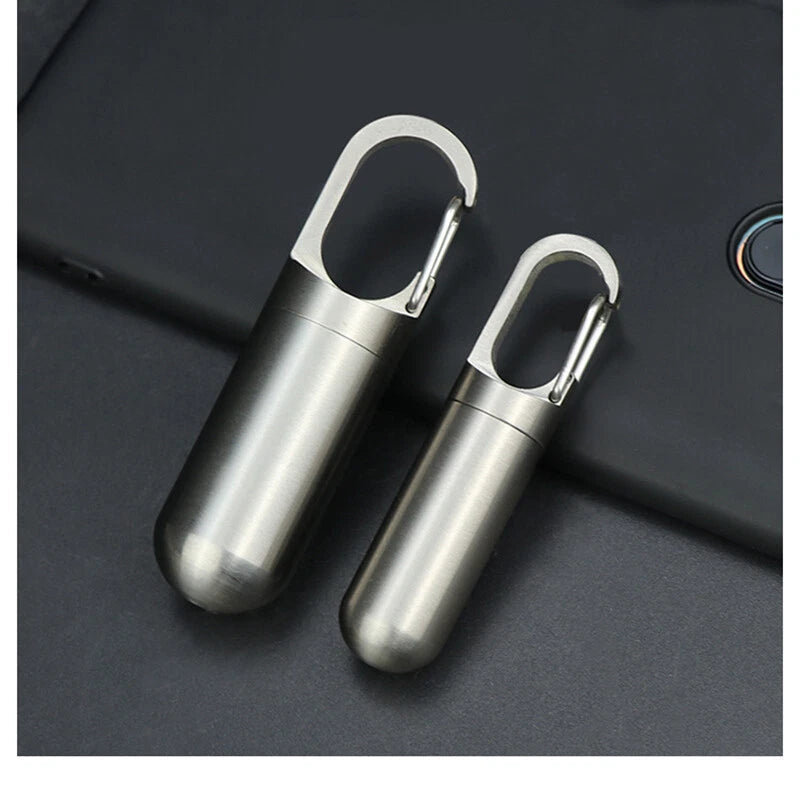 Creative Titanium Keychain Survival Waterproof Box Integrated medicine Pill Box 07FC0E-D4 - KOEEK