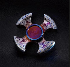 FEGVE Baked blue Aerolite Titanium EDC Four-Hand quadrangle Fidget Spinner Toy 07FC0E-D4 - KOEEK