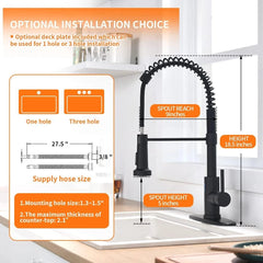 Black Kitchen Faucet with Pull Down Sprayer Stainless Steel Utility RV, Wet Bar 07FC0E-D4 - KOEEK