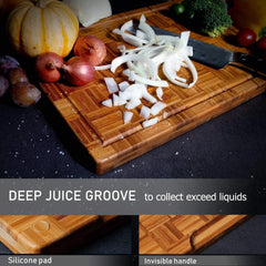 Extra Large Bamboo Cutting Boards, (Set of 3) Chopping Boards with Juice Groove 07FC0E-D4 - KOEEK