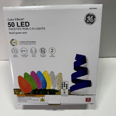 50 GE Color Effects Diamond Faceted RGB C9 LED Lights w/Remote Holiday Christmas GE - KOEEK