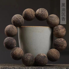 Natural Vietnam Nha Trang Bracelet 20 Beads White Agarwood Old Material 07FC0E-D4 - KOEEK