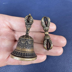 Tibetan Brass Small Vajra Pestle Vajra Bell Size As Shown Weighs about 38 Grams 07FC0E-D4 - KOEEK
