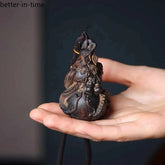 7cm Agarwood Good Luck Fortune Xianglong Gourd Handmade Engraving Pendant Statue 07FC0E-D4 - KOEEK