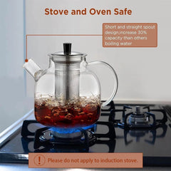 1500ml(50oz) Glass Teapot with Removable Infuser, Stovetop Safe Large Tea Pot 07FC0E-D4 - KOEEK